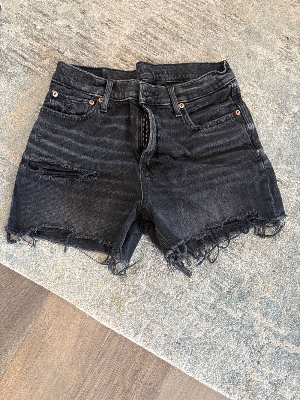 American Eagle Outfitters Black STRIGID Distressed Jean Shorts